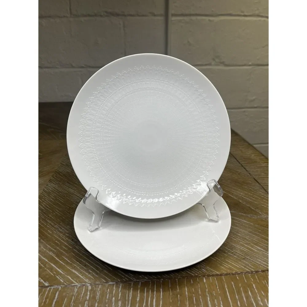 2 Rosenthal White ROMANCE Luncheon Plates Bjorn Wiinblad‎ 8 1/8